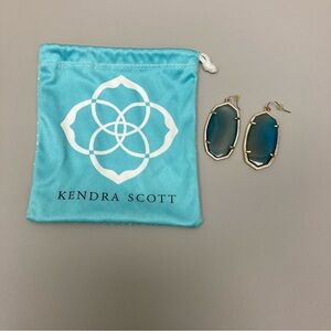 Kendra Scott Teal Earrings with Gold Trim